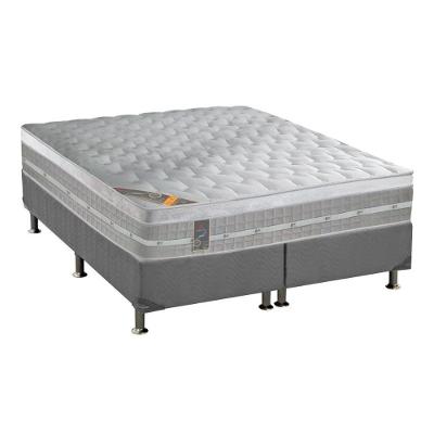 Cama Box King: Colchão Molas Pocket Ensacadas Castor Premium Gel + Base Crc Suede Cinza(193X203)