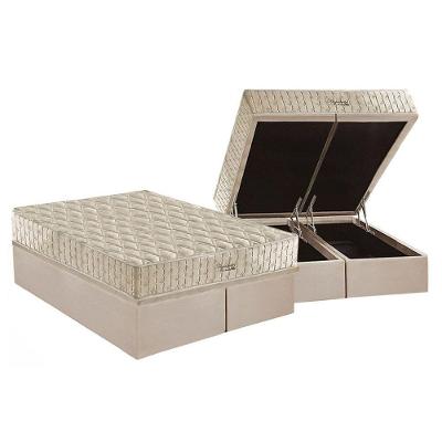 Cama Box Baú Queen: Colchão Molas Ensacadas Anjos Hotel + Base Clean(158X198)