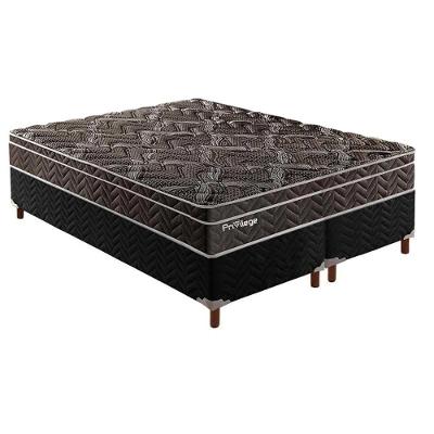 Cama Box Queen: Colchão Molas Ensacadas Paropas Masterpocket Privilege + Base Black(158X198X24)