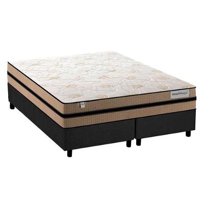 Cama Box Queen: Colchão Molas Ensacadas Plumatex Masterpocket Smart Milano + Base Crc Gray(158X198)