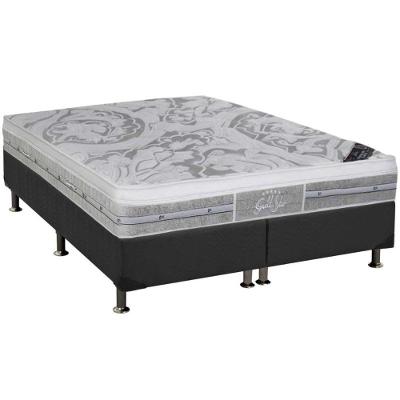 Cama Box King: Colchão Molas Ensacadas Castor Pocket Slx Grand Plush + Base Crc Suede Gray(193X203)