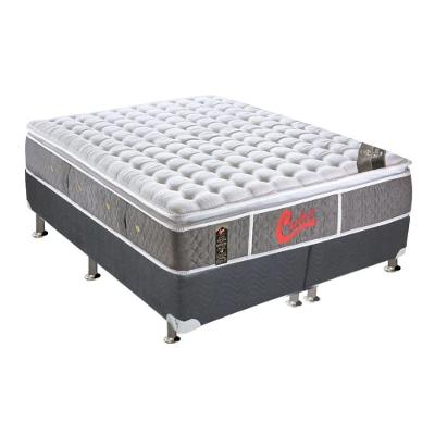 Cama Box King: Colchão Molas Castor Pocket Light Stress Oxygen New + Base Crc Suede Cinza(193X203)