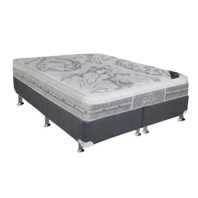Cama Box King: Colchão Molas Pocket Ensacadas Castor Super Luxo Látex Push + Base Cinza(193X203)