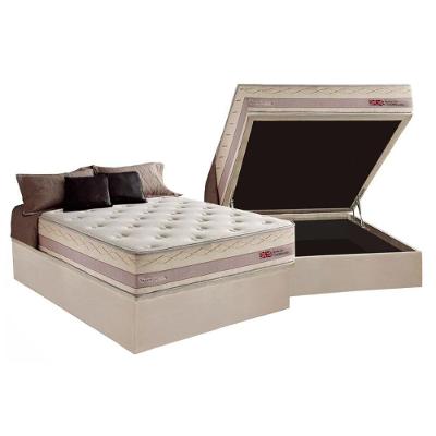 Cama Box Baú Casal: Colchão Molas Herval Maxspring Tower + Base Crc Suede Bege(138X188)