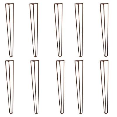 Kit 10 Pés De Metal 60 Cm Legs Mesa De Canto Aparador Bronze