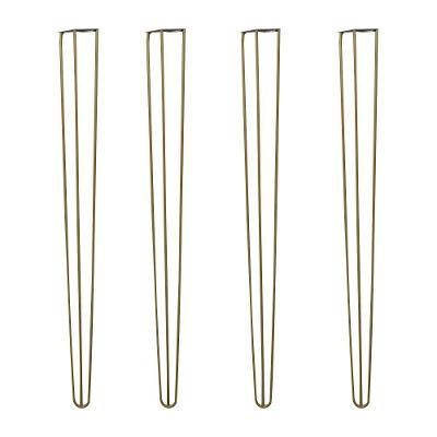 Kit 4 Pés De Metal 60 Cm Legs Mesa De Canto Aparador Dourado