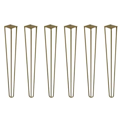 Kit 6 Pés De Metal 60 Cm Legs Mesa De Canto Aparador Dourado