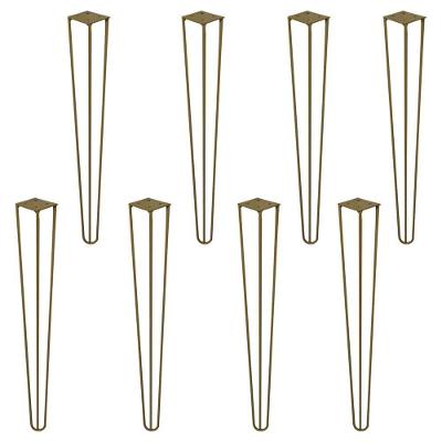 Kit 8 Pés De Metal 60 Cm Mesa De Canto Aparador Dourado