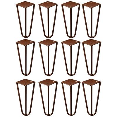 Kit 12 Pés De Metal 15 Cm Hairpin Legs Mesas De Centro Puffs Bronze G41
