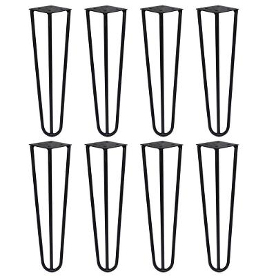 Kit 8 Pés De Metal 30 Cm Mesa De Canto Rack E Puffs Preto
