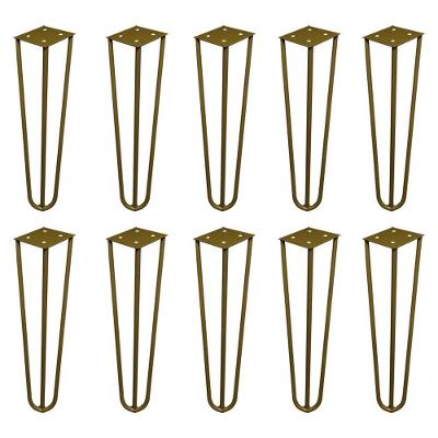 Kit 10 Pés De Metal 25 Cm Harpin Legs Rack E Puffs Dourado
