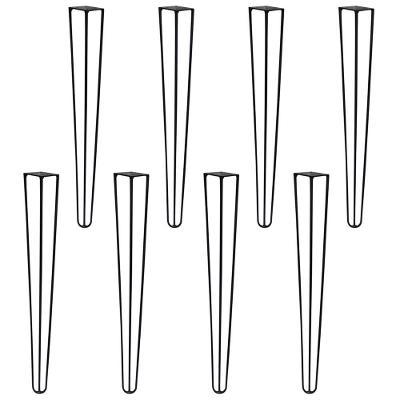 Kit 8 Pés De Metal 60 Cm Harpin Legs Mesa De Canto Preto