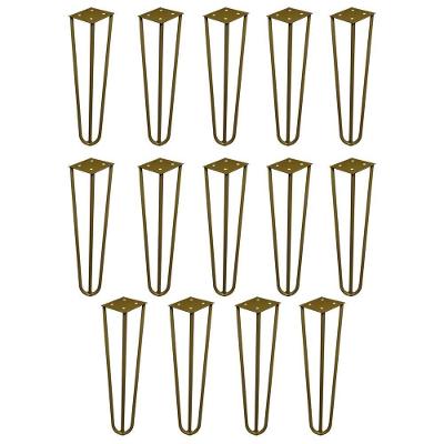Kit 14 Pés De Metal 25 Cm Harpin Legs Rack E Puffs Dourado