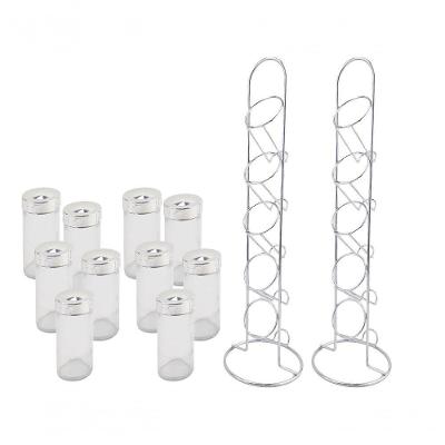 Kit Porta Condimento Com Suporte Vertical 10 Potes De Vidro