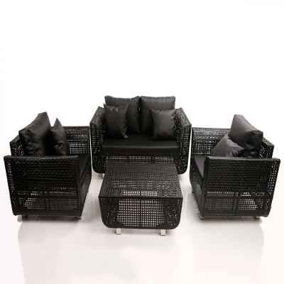 Jogo De Sofá E Poltronas Malibu Com Mesa Em Alumínio Preto