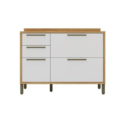 Balcão De Cozinha Com 2 Portas 3 Gavetas E Tampo 100% Mdf Syrah Rio Doce Amendoa-branco