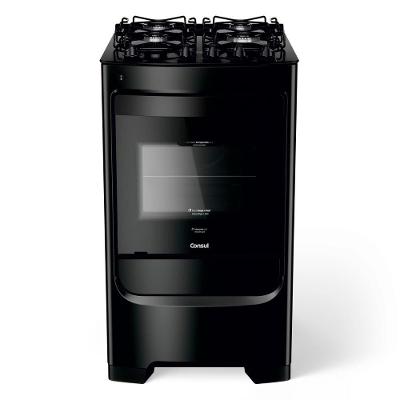 Fogão Consul 4 Bocas com Mesa de Vidro e Grades Individuais Super Estáveis Preto CFO4VBEUNA Bivolt