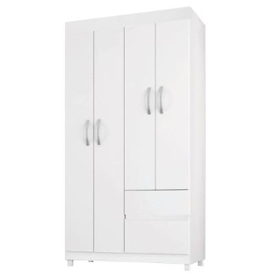 Guarda Roupas Solteiro 4 Portas 2 Gavetas Branco/rosa Flex Lótus Demóbile Branco/ros