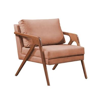Kit 2 Poltronas Decorativa Mona Luxo Linho Terracota Base Madeira Maciça