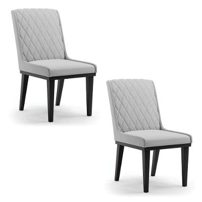 Cadeira Sala De Jantar Base Madeira Preto Kit 2 Sofia Suede Cinza D03 - D'rossi