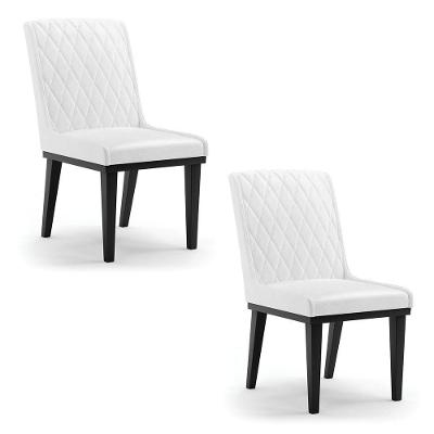 Cadeira Sala De Jantar Base Madeira Preto Kit 2 Sofia Sintético Pu D03 - D'rossi Cor Branco