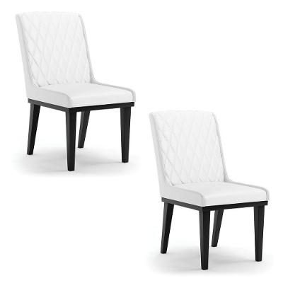 Cadeira Sala De Jantar Base Madeira Preto Kit 2 Sofia Sintético D03 - D'rossi Cor Branco