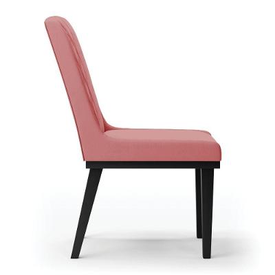Cadeira Sala De Jantar Base Madeira Preto Kit 2 Sofia Suede D03 - D'rossi Cor Rose