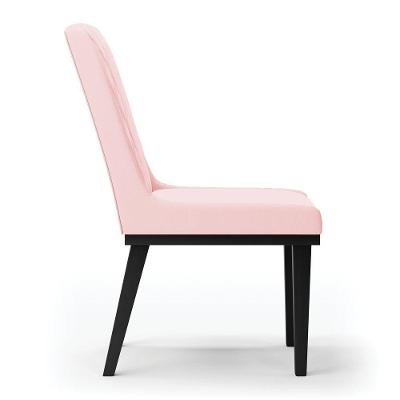 Cadeira Sala De Jantar Base Madeira Preto Kit 2 Sofia Suede D03 - D'rossi Cor Rosa Bebê