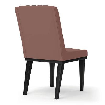 Cadeira Sala De Jantar Base Madeira Preto Kit 2 Sofia Veludo D03 - D'rossi Cor Rose
