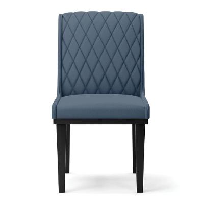 Cadeira Sala De Jantar Base Madeira Preto Kit 4 Sofia Suede D03 - D'rossi Cor Azul Marinho