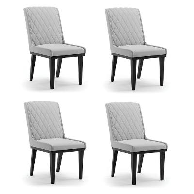 Cadeira Sala De Jantar Base Madeira Preto Kit 4 Sofia Suede Cinza D03 - D'rossi