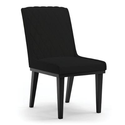 Cadeira Sala De Jantar Base Madeira Preto Sofia Linho D03 - D'rossi Cor Preto