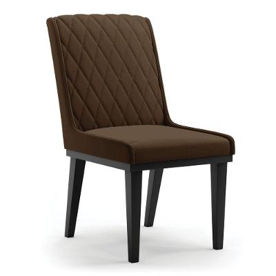 Cadeira Sala De Jantar Base Madeira Preto Sofia Suede D03 - D'rossi Cor Marrom
