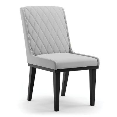 Cadeira Sala De Jantar Base Madeira Preto Sofia Suede Cinza D03 - D'rossi