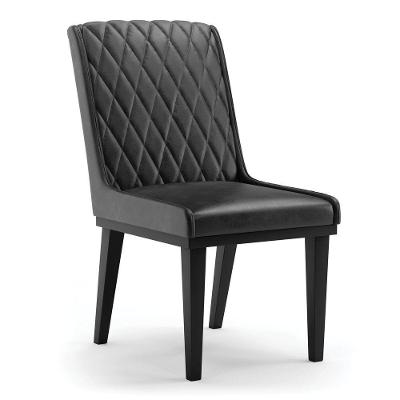 Cadeira Sala De Jantar Base Madeira Preto Sofia Sintético Pu D03 - D'rossi Cor Preto