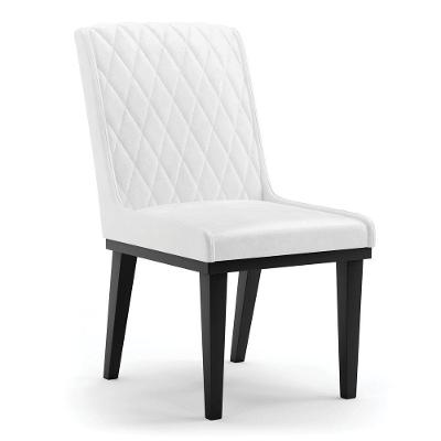Cadeira Sala De Jantar Base Madeira Preto Sofia Sintético Pu D03 - D'rossi Cor Branco