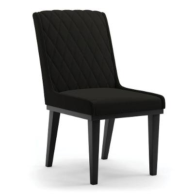 Cadeira Sala De Jantar Base Madeira Preto Sofia Suede Preto D03 - D'rossi