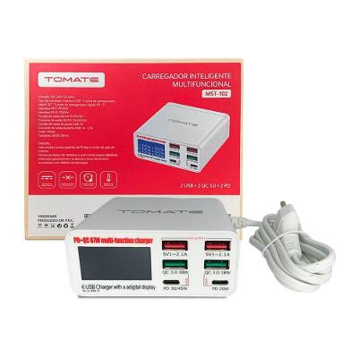 Carregador Inteligente Com Usb Tipo-c 6 Portas Potente 87w