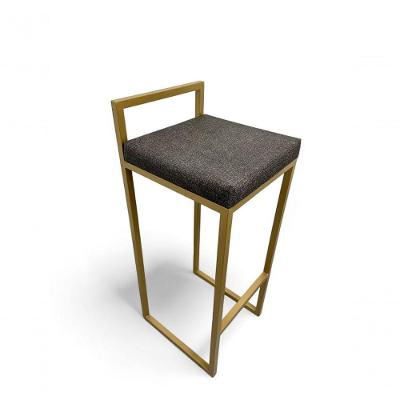 Banqueta Quadro Com Encosto Estofada Metalon Dourado Cinza - 75cm