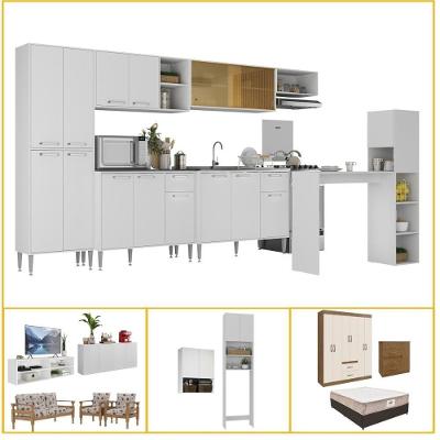 Armário Cozinha Casa Completa Mobiliada 5 Ambientes Multimóveis Cr60009 Branco nogueira Off White