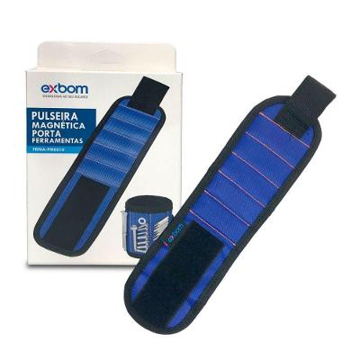 Pulseira Magnética Com Imã Segura Prego Parafuso Brocas Azul