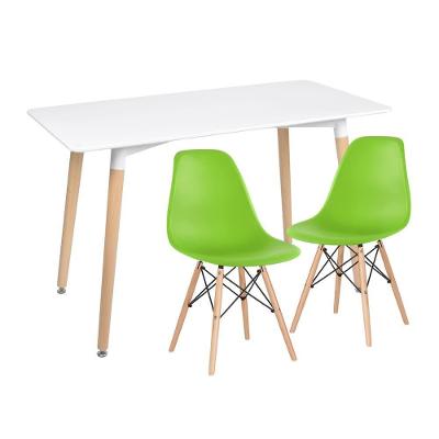 Kit Mesa De Jantar 60 X 120cm Branco 2 Cadeiras Verde Claro
