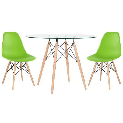 Mesa Redonda Eames 100cm + 2 Cadeiras Verde Claro