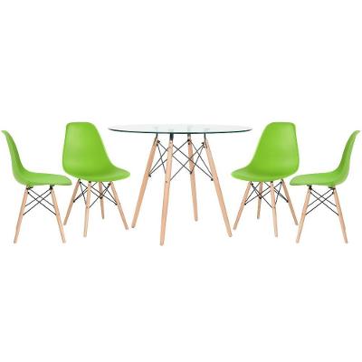 Mesa Redonda Eames 100cm + 4 Cadeiras Verde Claro
