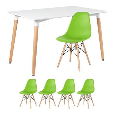 Mesa Retangular 80 X 120 Cm Branco + 4 Cadeiras Verde Claro