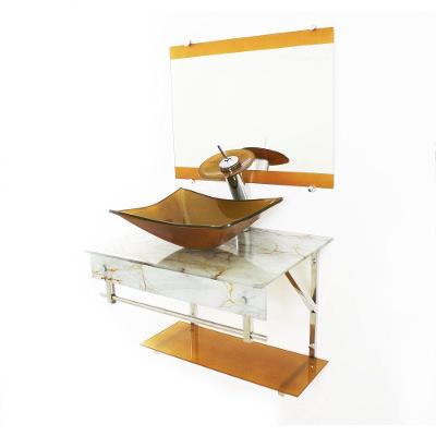 Gabinete de Vidro 60cm Iqx Inox Com Cuba Retangular