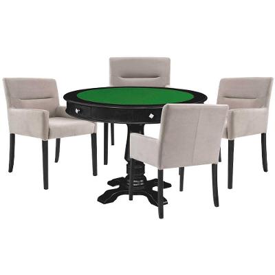 Mesa de Jogos Victoria Redonda Tampo Reversível 4 Cadeiras