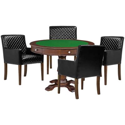 Mesa de Jogos Victoria Redonda Tampo Reversível 4 Cadeiras