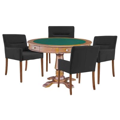 Mesa de Jogos Victoria Redonda Tampo Reversível 4 Cadeiras