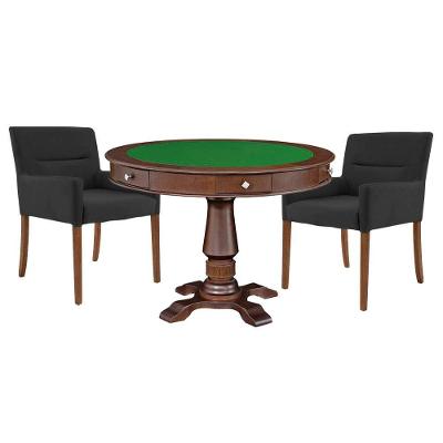 Mesa de Jogos Victoria Redonda Tampo Reversível 2 Cadeiras